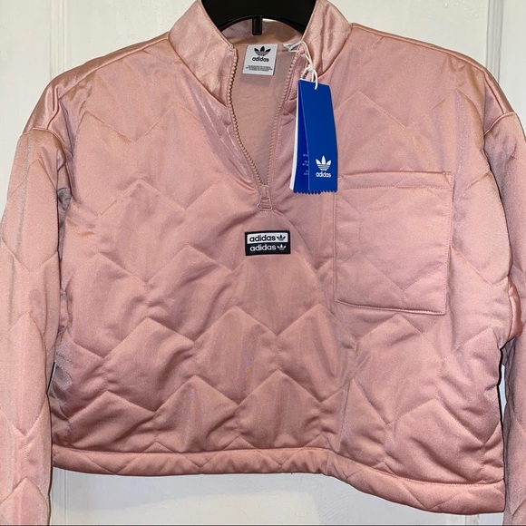 Women’s Adidas Quilted Half Zip Up Cropped Sweater - Picture 3 of 8